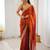 Orange color stylish fendy satin silk fabric bollywood style saree