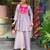 Stylish purple kurti set with pink floral embroidered yoke