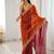 Orange color stylish fendy satin silk fabric bollywood style saree