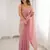 Pink stylish fendy satin silk fabric style saree