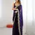 Purple color stylish fendy satin silk fabric bollywood style saree