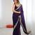 Purple color stylish fendy satin silk fabric bollywood style saree