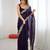 Purple color stylish fendy satin silk fabric bollywood style saree