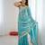 Sky blue color stylish fendy satin silk fabric bollywood style saree