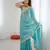 Sky blue color stylish fendy satin silk fabric bollywood style saree