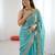 Sky blue color stylish fendy satin silk fabric bollywood style saree