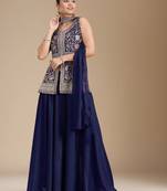 Blue color star georgette party wear designer peplum sharara set