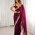 Wine color stylish fendy satin silk fabric bollywood style saree