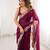 Wine color stylish fendy satin silk fabric bollywood style saree