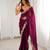 Wine color stylish fendy satin silk fabric bollywood style saree
