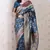 Denim blue faux banarasi silk blend saree graceful traditional looks saree