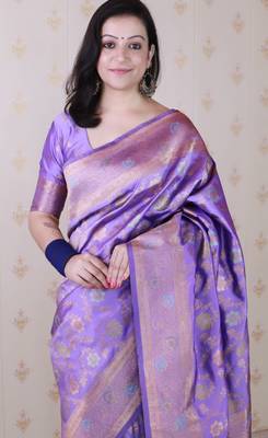 Lavender faux banarasi silk blend saree graceful traditional looks saree 3