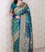 Rama color banarasi silk saree for graceful traditional looks saree