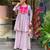 Stylish purple kurti set with pink floral embroidered yoke