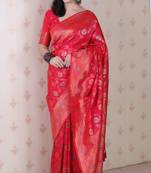 Pink color banarasi silk saree for graceful traditional looks saree