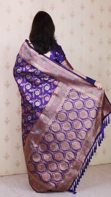 Voilet faux banarasi silk blend saree graceful traditional looks saree 2