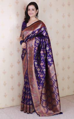 Voilet faux banarasi silk blend saree graceful traditional looks saree 4