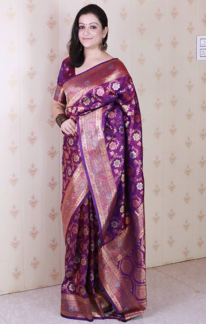 Wine color banarasi silk saree for graceful traditional looks saree