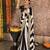 Black and white striped printed saree