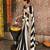 Black and white striped printed saree