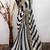 Black and white striped printed saree