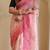 Pink viscose embroidered saree