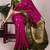 Magenta |printed poly cotton saree with olive green zari border