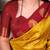 Yellow printed poly cotton saree with red zari border