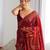 Red georgette saree with contemporary linear sequin embroidery