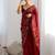 Red georgette saree with contemporary linear sequin embroidery