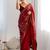 Red georgette saree with contemporary linear sequin embroidery