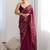 Purple georgette saree with contemporary linear sequin embroidery