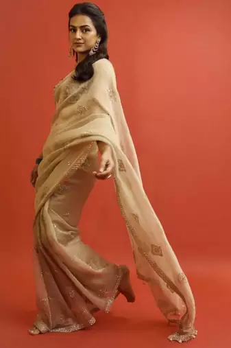 Gold embroidered saree with delicate zari work