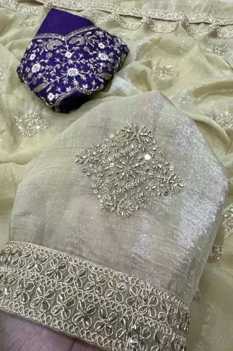 Gold embroidered saree with delicate zari work