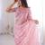 Pink embroidered silk blend saree