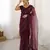 Wine embroidered net saree  with sequins work