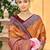 Rust color woven designer soft silk fabric for ethnic party looks