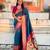 Denim blue color paithani silk fabric woven designer saree