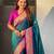 Denim blue color paithani silk fabric woven designer saree