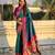 Teal color paithani silk fabric woven designer saree
