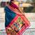Teal color paithani silk fabric woven designer saree