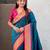 Teal color paithani silk fabric woven designer saree