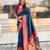 Teal color paithani silk fabric woven designer saree