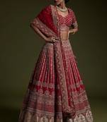 Bridal Red Rangoon Silk Lehenga Choli with Sequins, Dori & Thread Work with Dupatta