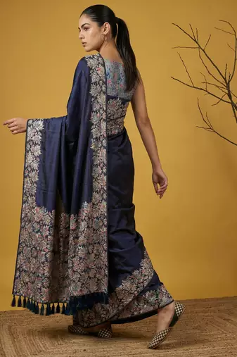 blue glamorous partywear style saree