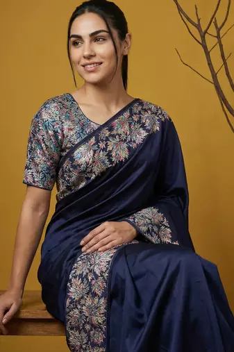  blue glamorous partywear style saree