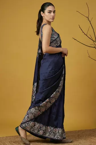  blue glamorous partywear style saree