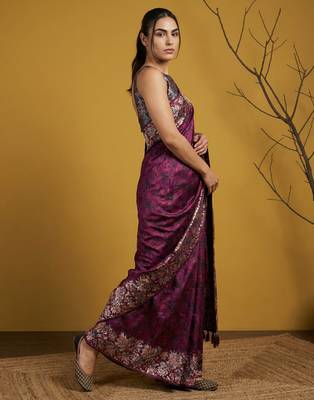  pink glamorous partywear style saree 5