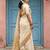 Cream color silk blend woven designer fabric ceremonial saree