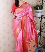 Baby pink designer traditional rich ceremonial soft silk saree